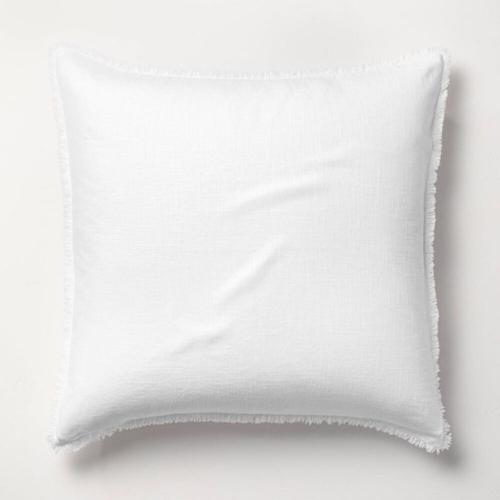 Euro Heavyweight Rayon Cotton Linen Blend Comforter Pillow Sham - White